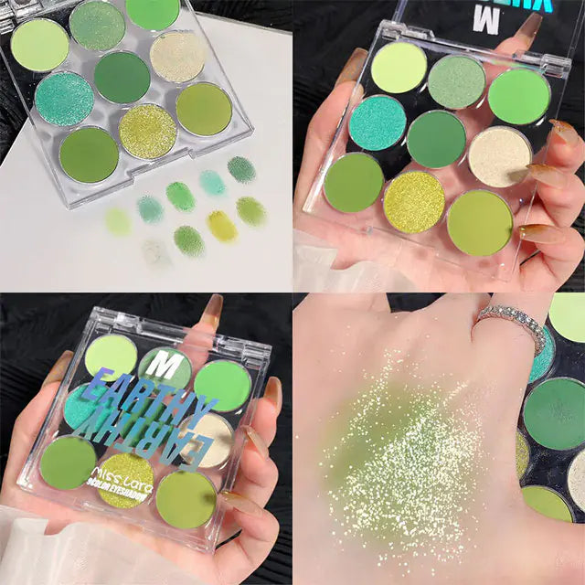 9-Color Rainbow Shimmer Eyeshadow Palette for Stage Makeup